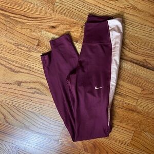 Nike Dri Fit Burgundy and Light Pink Leggings